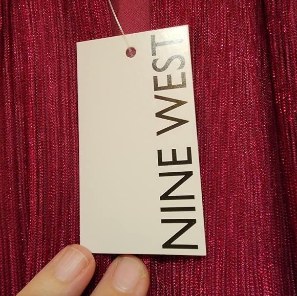 Nine West Luscious Berry High Neck Metalic Shift Dress, Size XL NWT - Picture 6 of 7